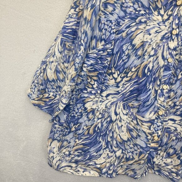 JM Collection Button Up 100% Linen‎ Shirt Womens 22W 3/4 Sleeve Lightweight Top - Picture 6 of 13